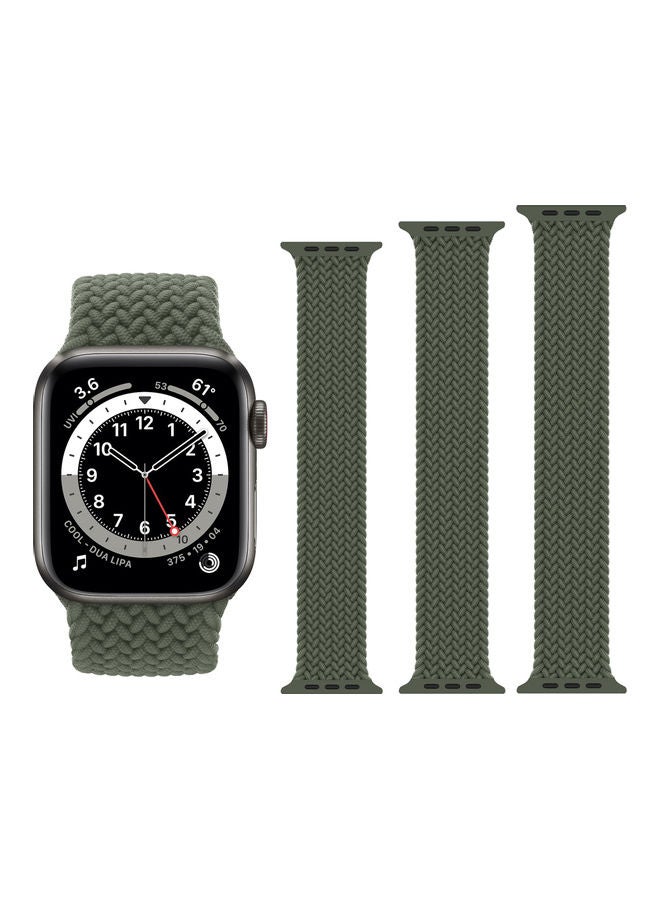Perfii 3-Piece Replacement Band For Apple Watch Series 1/2/3/4/5/6/SE 42/44mm Inverness Green - Image 1