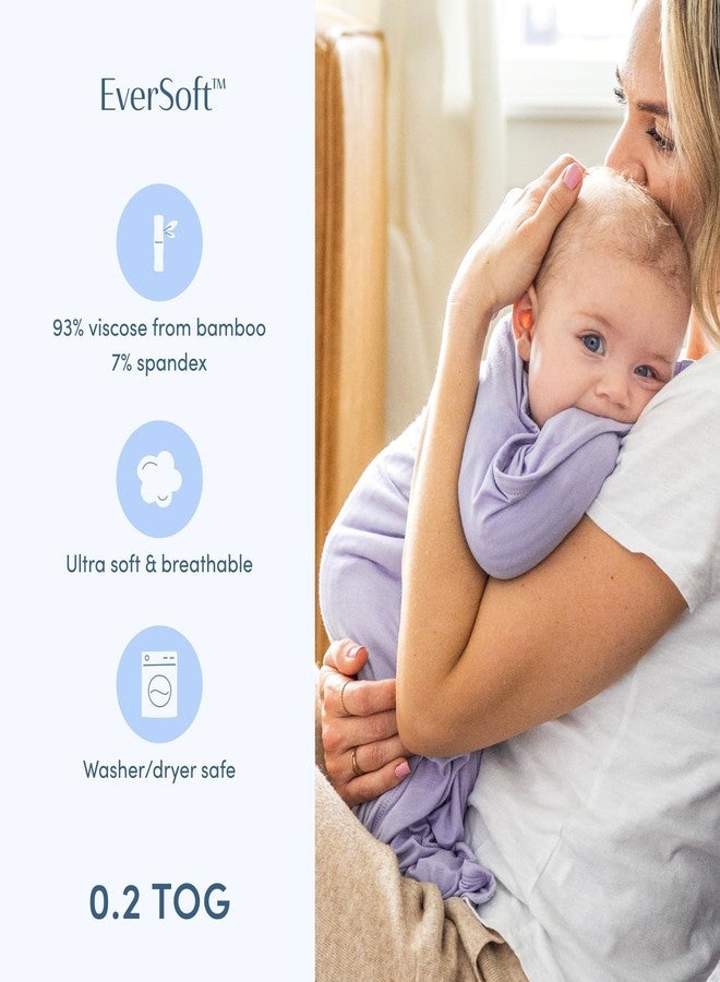 سليبينج بيبي قماط SleepingBaby المصنوع من الخيزران بسحاب قابل للسحب - بطانية EverSoft سهلة الارتداء بسحاب ثنائي الاتجاه لتغيير الحفاضات بسهولة، مقاس صغير من 4 إلى 8 أشهر، لون أرجواني - Image 3