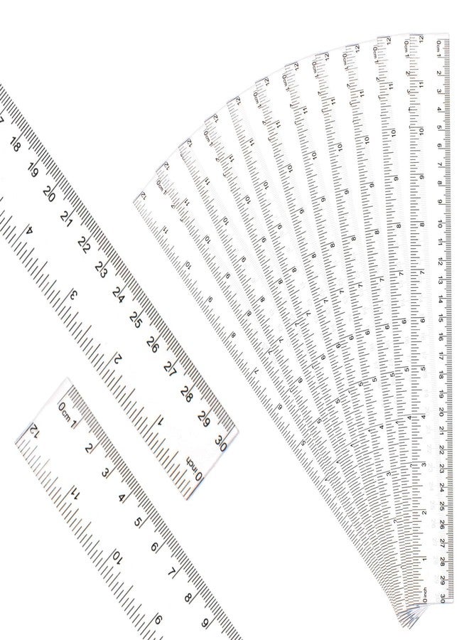 DSUWAZU 30PCS Clear Ruler Plastic Rulers 12 Inch, with Inches and Metric for School Classroom, Home, or Office (Clear) - Image 3