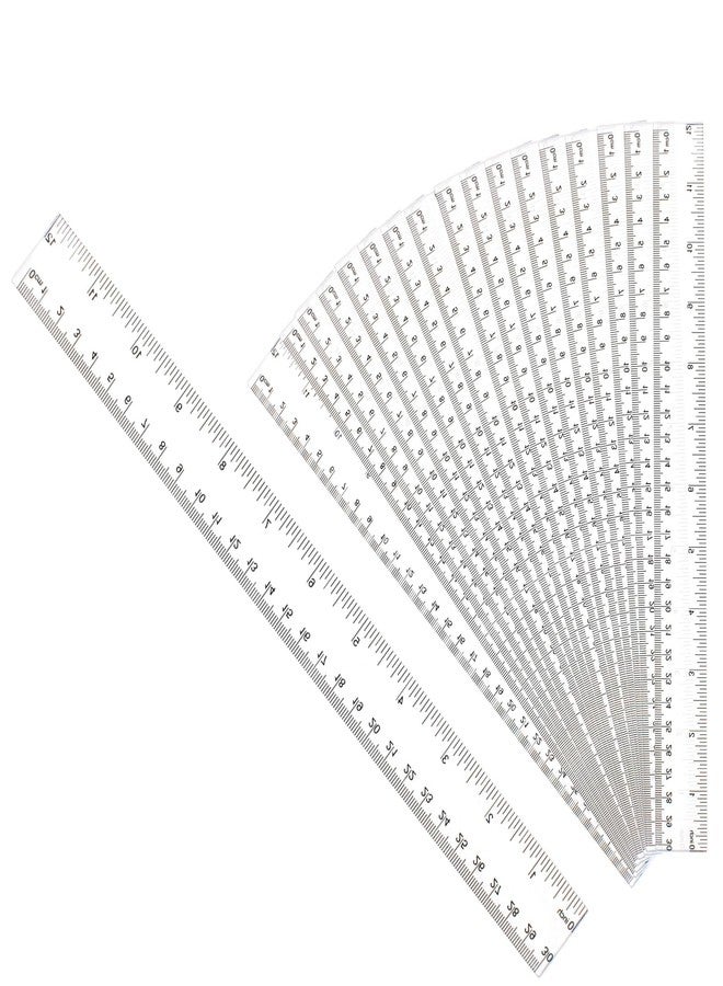 DSUWAZU 30PCS Clear Ruler Plastic Rulers 12 Inch, with Inches and Metric for School Classroom, Home, or Office (Clear) - Image 1