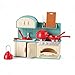 OLEOCA Family Dollhouse Kitchen Set Miniature Stove Sink Oven with Frying Pan Saucepan Kettle Utensils Cutting Board Dollhouse Furniture Accessories for Ages 3 - Image 2