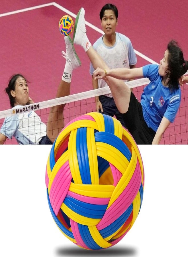 VAYINATO Sepak Takraw Competition Ball (Multi Color) Imported from Thailand | Kick Volleyball Training & Tournament Ball | Durable Woven Design | Growing Sport in India - Image 1