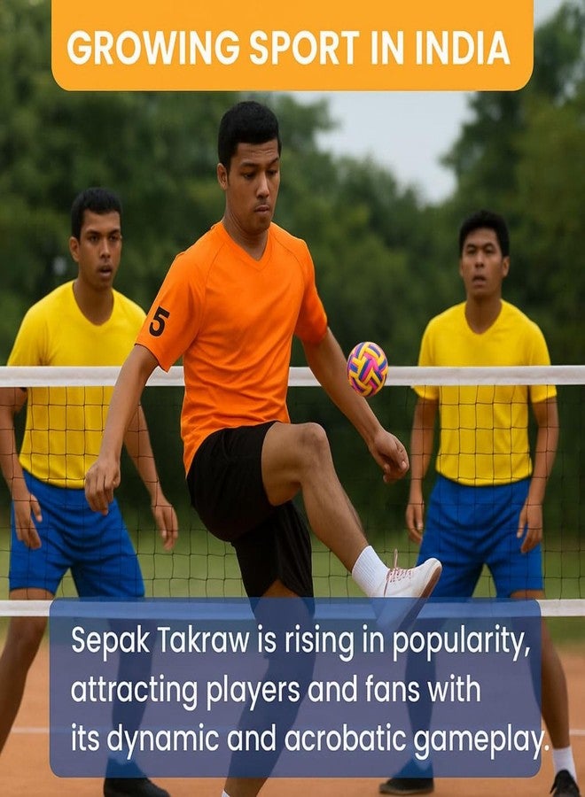VAYINATO Sepak Takraw Competition Ball (Multi Color) Imported from Thailand | Kick Volleyball Training & Tournament Ball | Durable Woven Design | Growing Sport in India - Image 2
