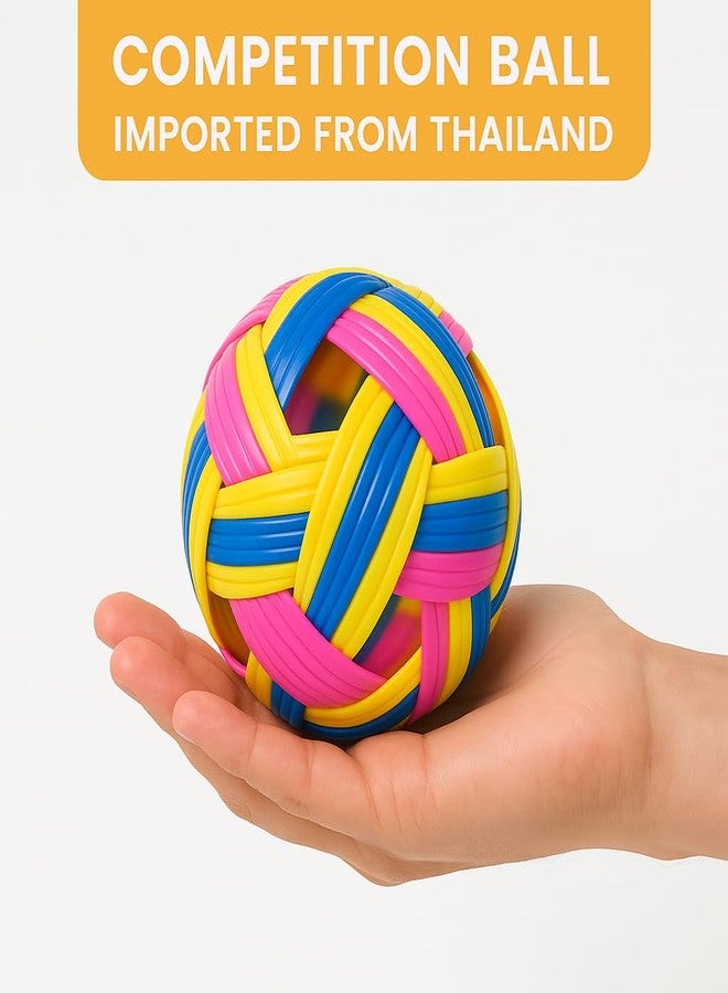 VAYINATO Sepak Takraw Competition Ball (Multi Color) Imported from Thailand | Kick Volleyball Training & Tournament Ball | Durable Woven Design | Growing Sport in India - Image 3