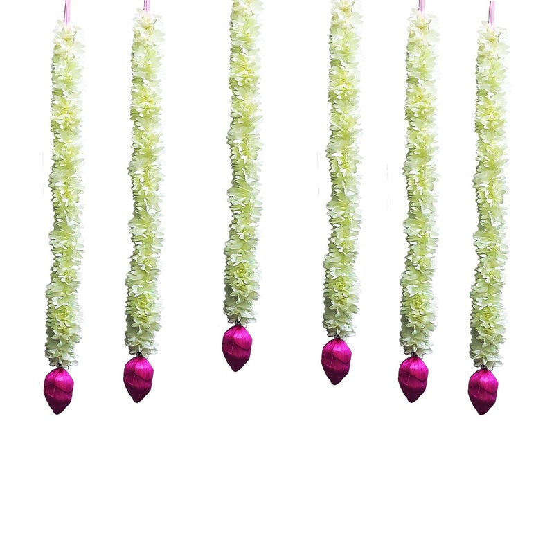 AWANI TRENDS AWANI TRENDS Handmade Artificial Flower Gajra with Lotus Wall and Door Hanging Home Decor Diwali Decor Festival Decor Pooja Room Decoration ItemsSet of 6  - Image 4