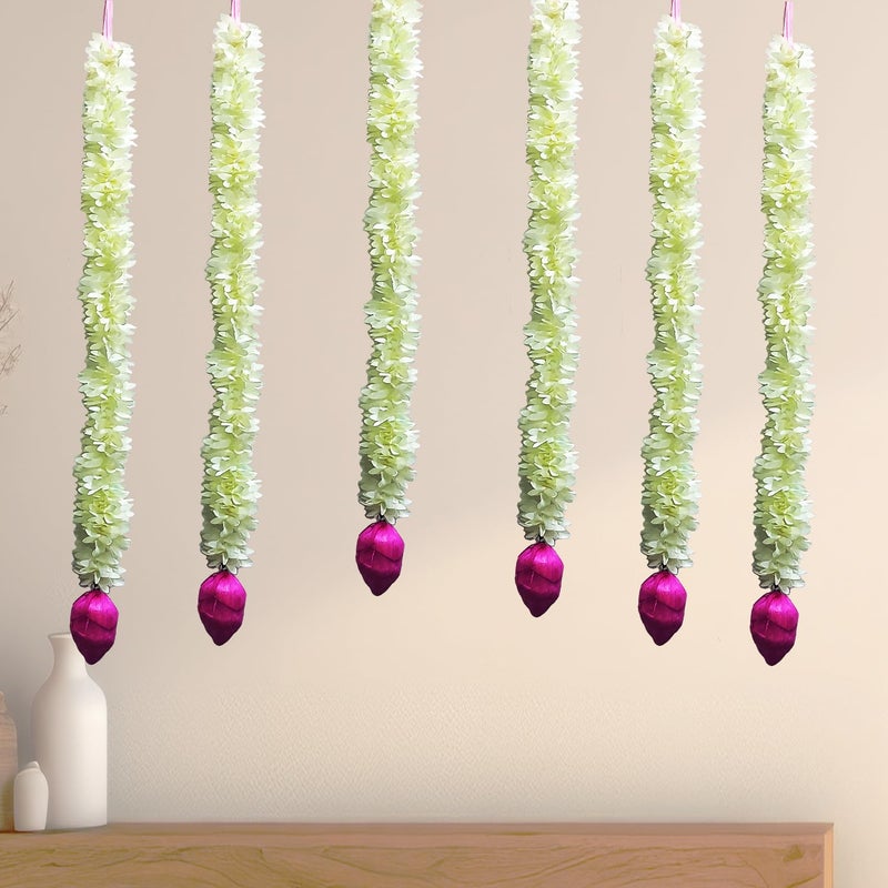 AWANI TRENDS AWANI TRENDS Handmade Artificial Flower Gajra with Lotus Wall and Door Hanging Home Decor Diwali Decor Festival Decor Pooja Room Decoration ItemsSet of 6  - Image 3