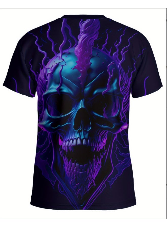 Men's  Print Short Sleeve T-Shirt - Comfortable Crew Neck Tee for Outdoor Sports and Leisure Fashion Essential - Image 1