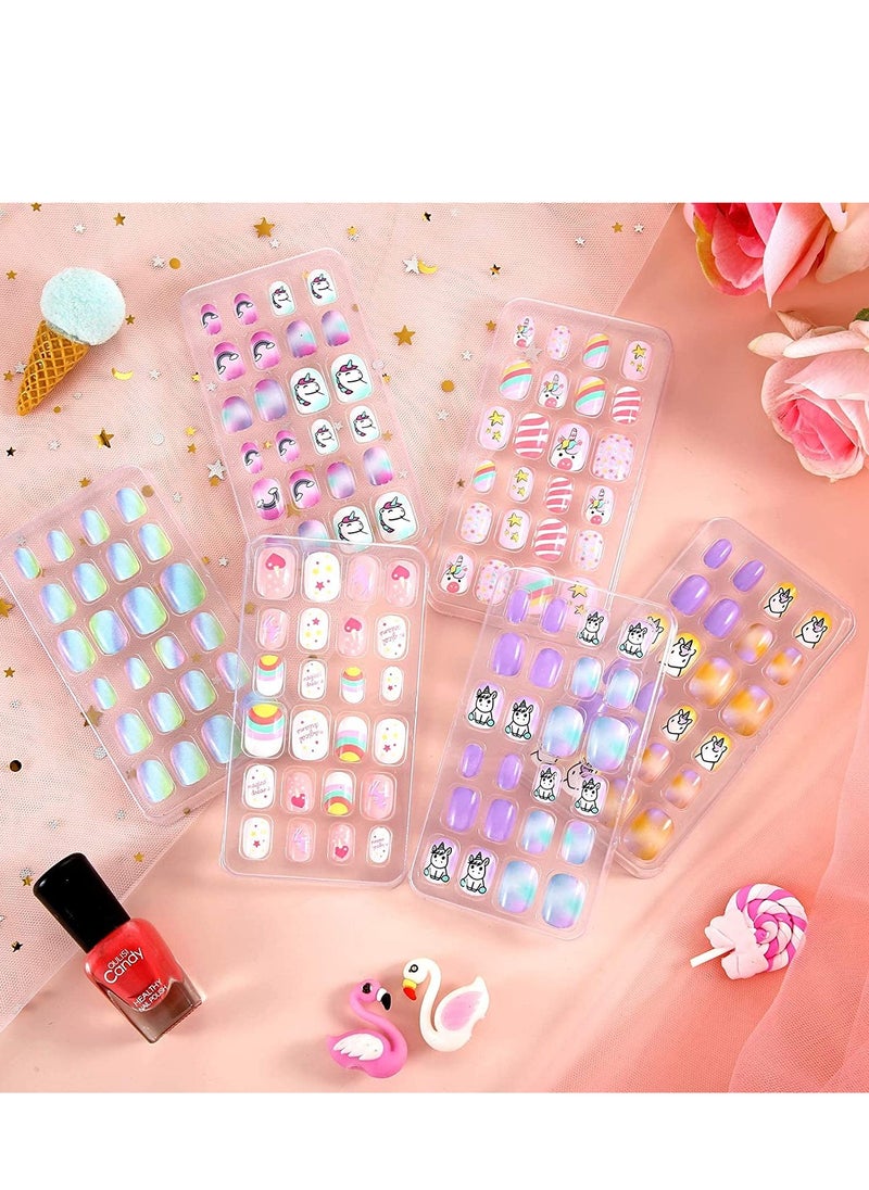 Captaintech Girls Press-on Nails Fake Cartoon Stickers for Kids 144 Pieces 6 Box Removable Patches with Adhesive Back Full Coverage  - Image 3