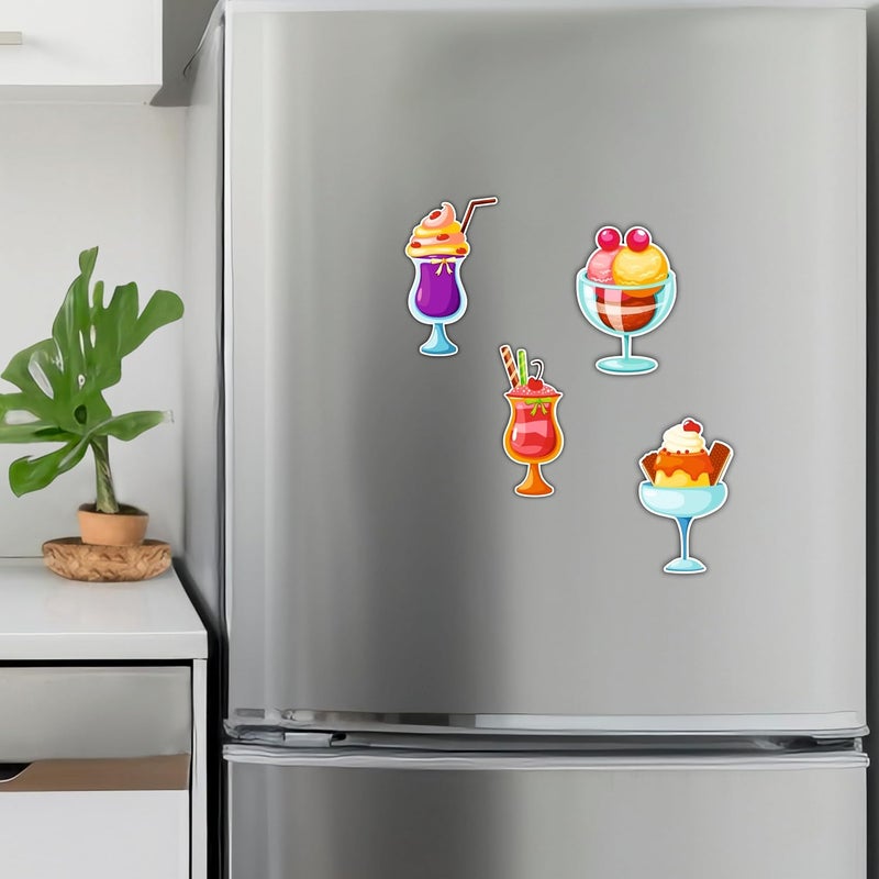 Giftplease Ice Cream Desserts Fridge Magnets- Set of 4 | Travel Souvenir | Refrigerator Magnet | Gifts | Decorative Items for Kitchen Fridge Magnets Set | Multicolor (FM_25) - Image 4