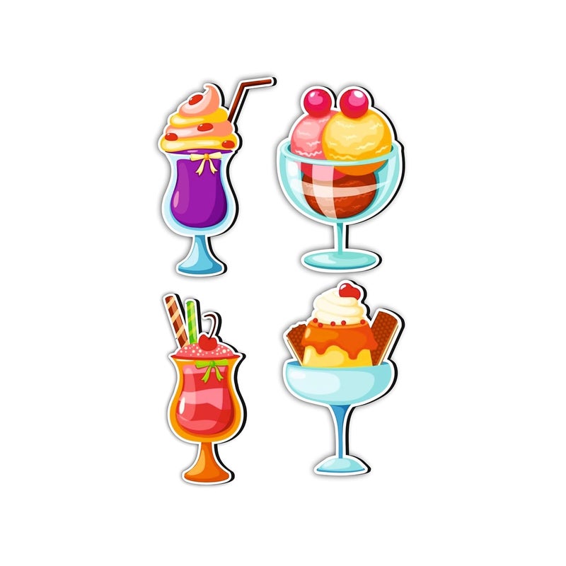 Giftplease Ice Cream Desserts Fridge Magnets- Set of 4 | Travel Souvenir | Refrigerator Magnet | Gifts | Decorative Items for Kitchen Fridge Magnets Set | Multicolor (FM_25) - Image 1