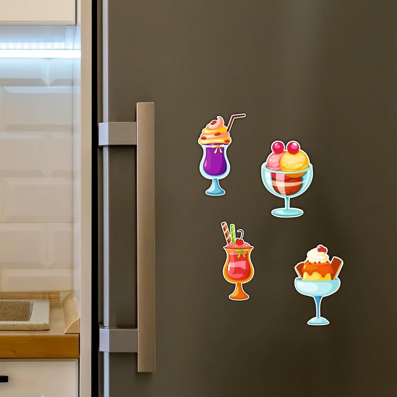 Giftplease Ice Cream Desserts Fridge Magnets- Set of 4 | Travel Souvenir | Refrigerator Magnet | Gifts | Decorative Items for Kitchen Fridge Magnets Set | Multicolor (FM_25) - Image 3