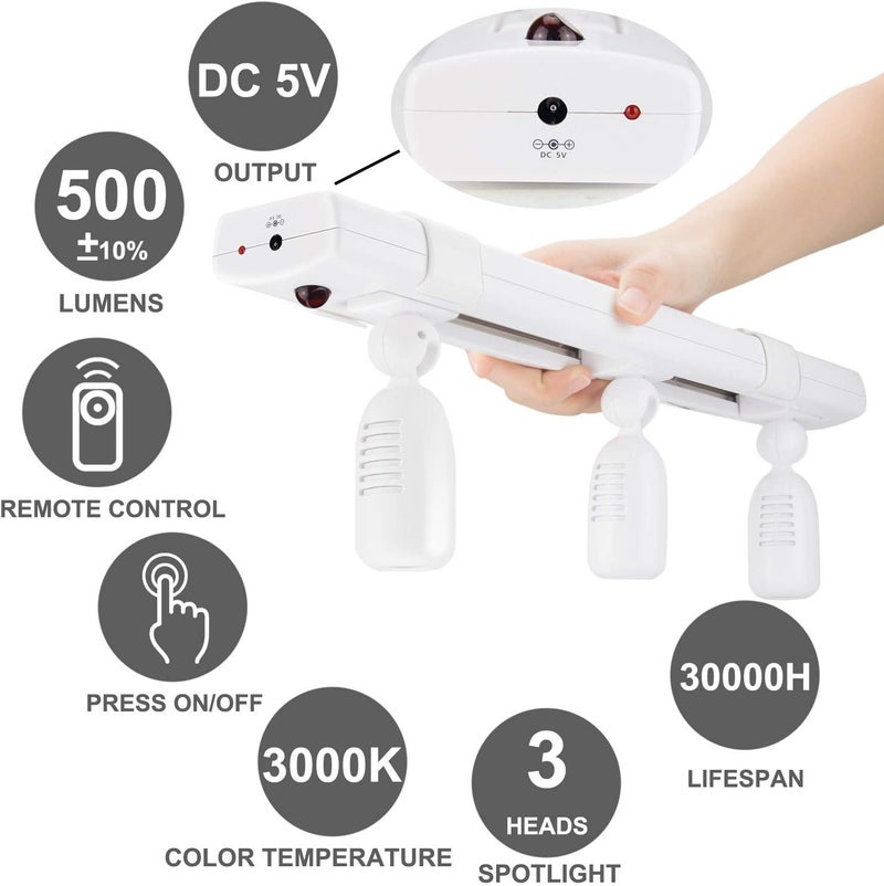 BIGLIGHT ضوء مسار LED، إضاءة مميزة قابلة للتعتيم برؤوس دوارة، ضوء كشاف يعمل بالتيار الكهربائي مع جهاز تحكم عن بعد لإضاءة حوض المطبخ وخزانة الصور والحمام والقبو والأعمال الفنية. - Image 2