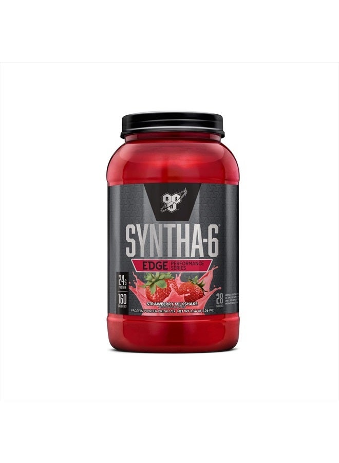BSN SYNTHA-6 Edge Protein Powder, Strawberry Protein Powder with Hydrolyzed Whey, Micellar Casein, Milk Protein Isolate, Low Sugar, 24g Protein, Strawberry Milkshake, 28 Servings - Image 1