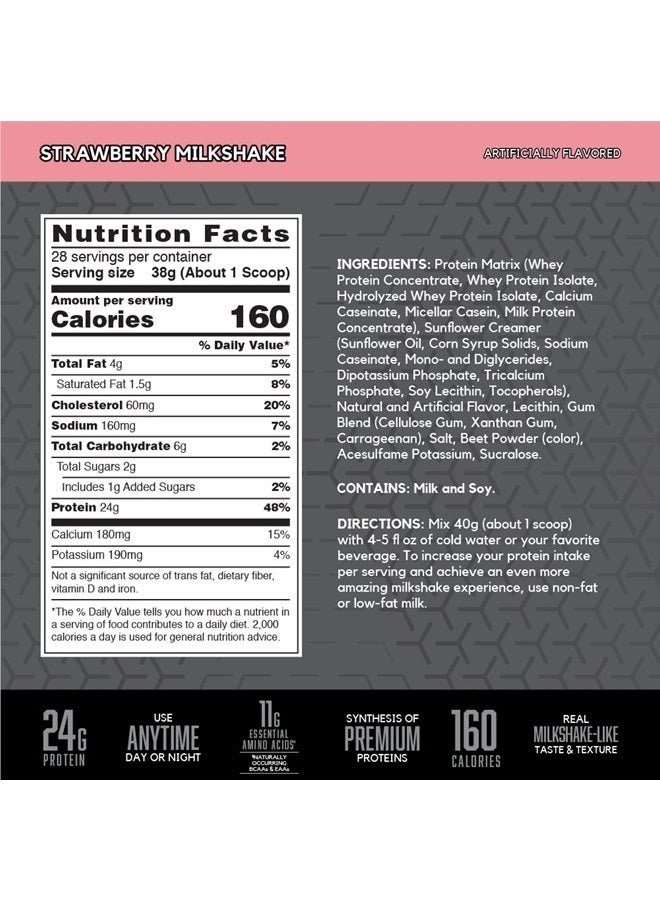 BSN SYNTHA-6 Edge Protein Powder, Strawberry Protein Powder with Hydrolyzed Whey, Micellar Casein, Milk Protein Isolate, Low Sugar, 24g Protein, Strawberry Milkshake, 28 Servings - Image 3