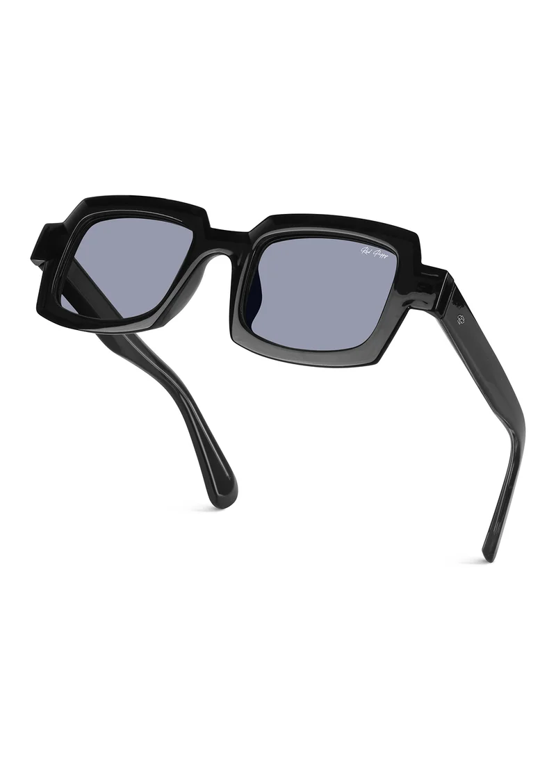 Woggles Posh Black Polarized Rectangle Sunglasses|100% UV Protected| Men & Women