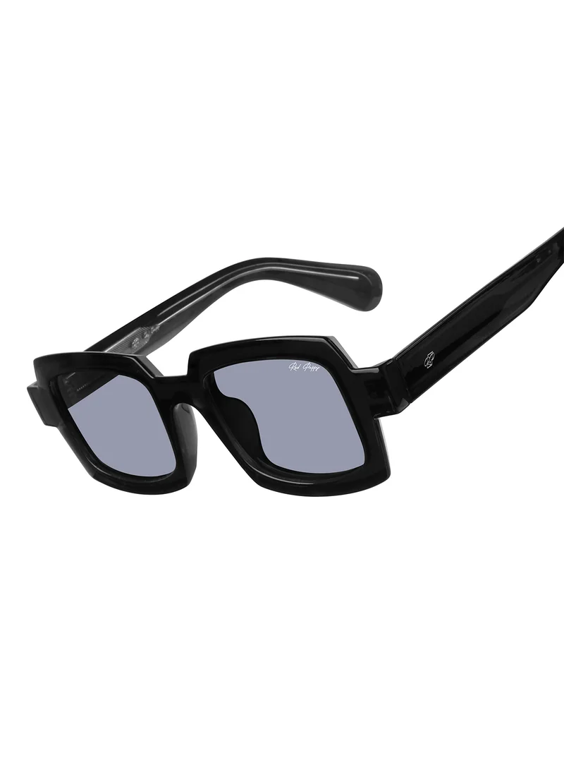 Woggles Posh Black Polarized Rectangle Sunglasses|100% UV Protected| Men & Women