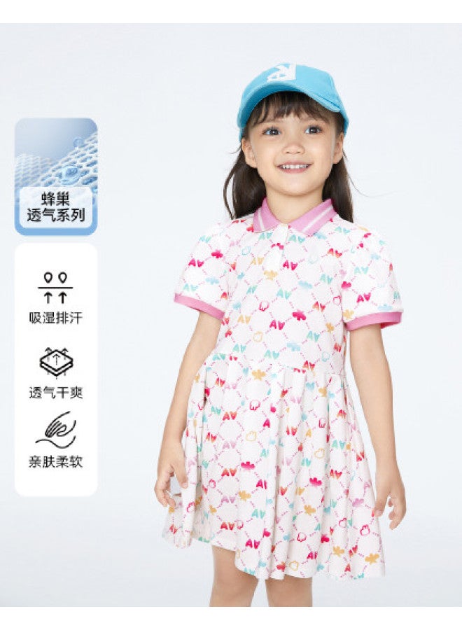 Annil فستان قصير الأكمام للفتيات - فستان بولو جديد صيفي يمتص الرطوبة وقابل للتنفس بطباعة شاملة - Image 1