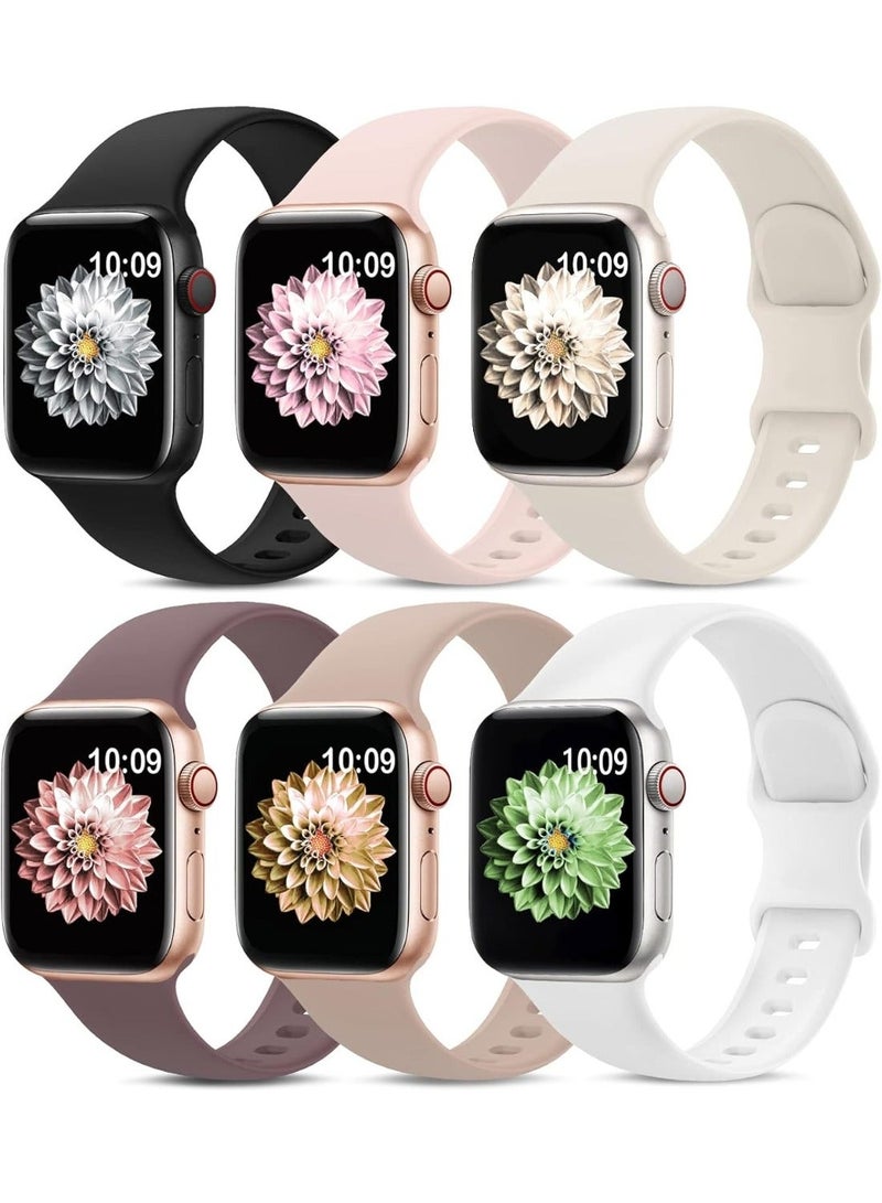 SOLOLUP 6 Pack Sport Bands Compatible with Apple Watch Band 38mm 40mm 41mm  42mm 44mm 45mm 49mm  Soft Silicone Waterproof  Wristbands  Strap for iWatch Apple Watch Series 11 10 9 Ultra 8 7 6 5 4 3 2 1 SE Women Men （41/40/38/42mm(Series11/10) - Image 1