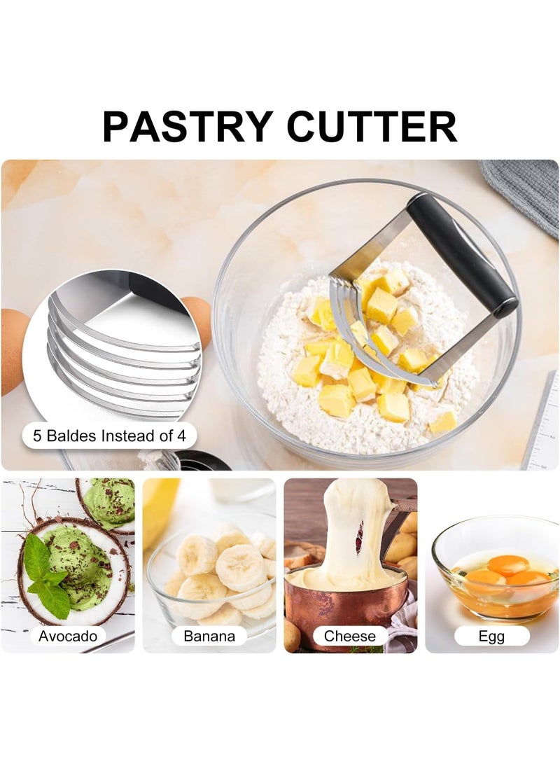 MINO ANT Pastry Cutter, Biscuit Cutter, Dough Scraper, Silicone Baking Mats, Stainless Steel Pastry Blender Set, Dough Cutter Biscuit Cutter Baking Pastry Mat Dough Blender Tools & Pastry Utensils (5 Pcs/Set) - Image 4
