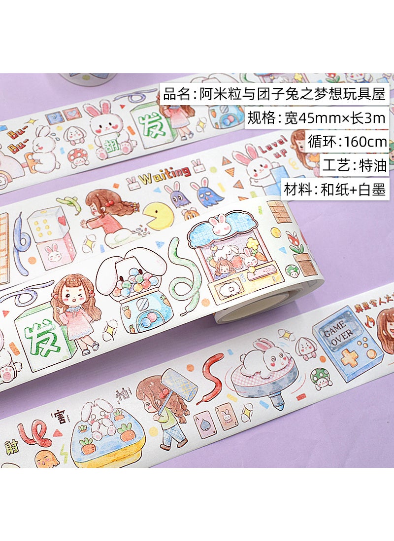 Generic - Cute Cartoon Girl Washi Tape Set A dream toy house of rice grains and dumplings rabbit. Paper. Special oil 3m - Image 1