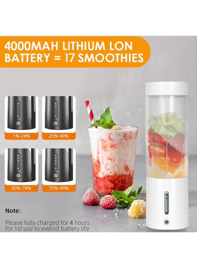 AMINAC Portable Blender, Cordless Blender for Shakes and Smoothies with 16 Oz Cup and Leakproof Lid, Durable Stainless Steel Blades for Powerful Blending Performance, Magnetic Rechargeable, White - Image 3