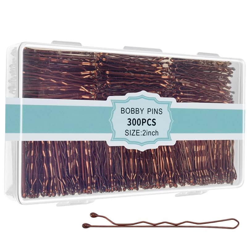 EWAGOA 300 Pcs Bobby Pins Brown, EWAGOA Hair Pins for Women Girls and Kids, Invisible curled Hair clips with Storage box, Pain-Free Hairpinsï¼ˆ2 Inch Brownï¼‰ - Image 2