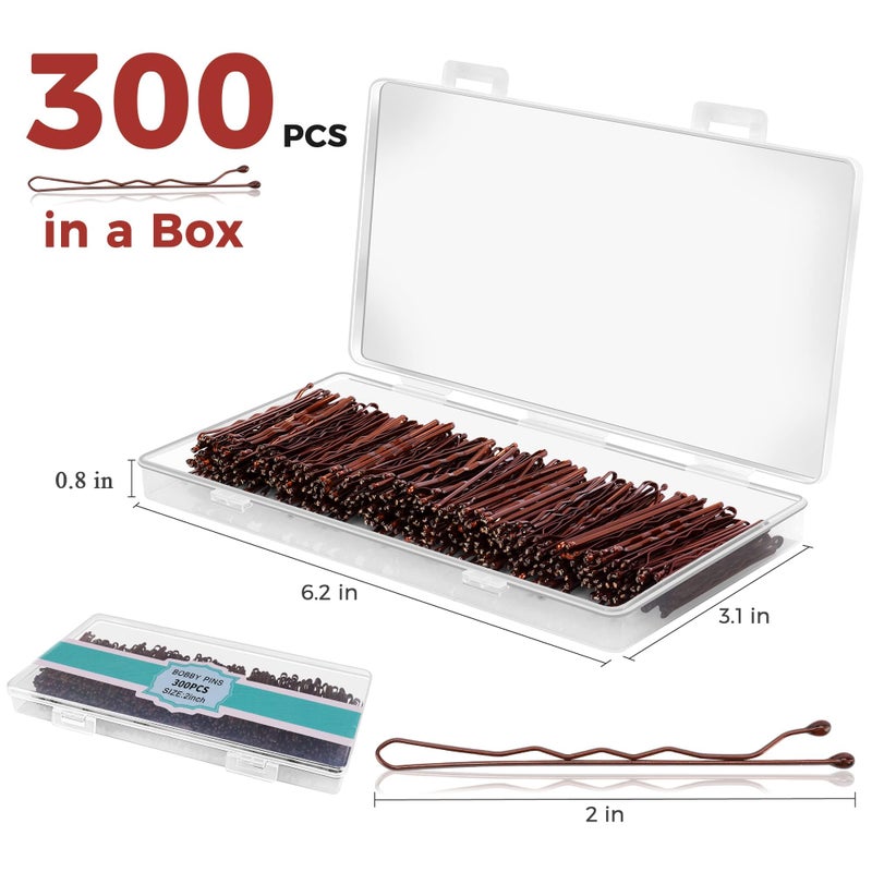 EWAGOA 300 Pcs Bobby Pins Brown, EWAGOA Hair Pins for Women Girls and Kids, Invisible curled Hair clips with Storage box, Pain-Free Hairpinsï¼ˆ2 Inch Brownï¼‰ - Image 3
