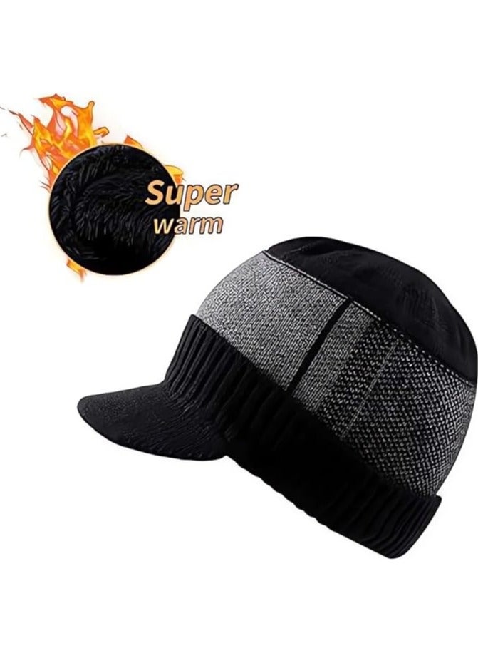 KASTWAVE Winter Hats for Men, 2 Piece Knit Men Hats Warmer Set, Winter Beanie Hat Scarf Skull Cap Set, Knit Thick Fleece Lined Warm Beanie Scarf Set, Winter Hat and Scarf - Image 4