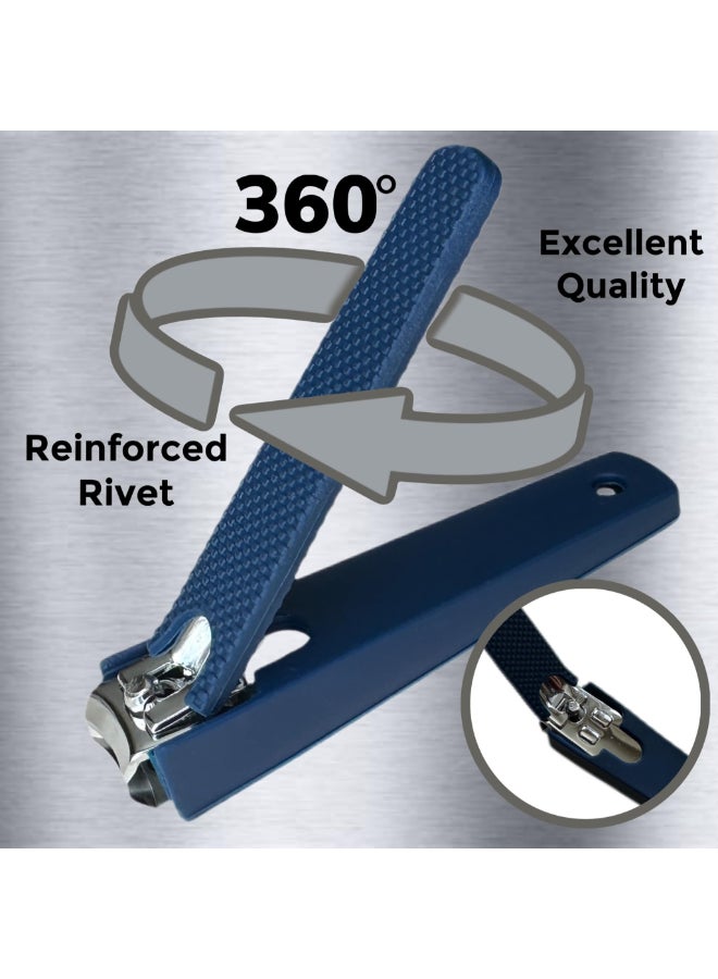 ALAZCO 1 Comfort Hold Navy Large Nail Clippers NonSlip Sure Grip Clipping Removable Catcher Toenails Fingernails Cutter Ultra Sharp Trimmer Stainless Steel Men Women Arthritis Unsteady Hands - Image 4