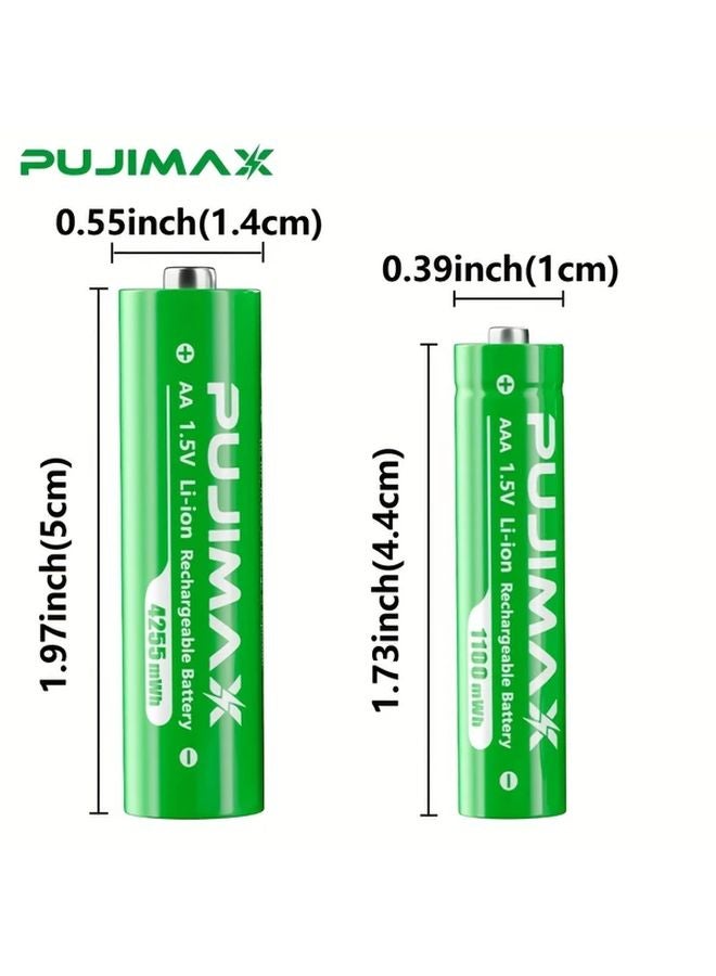 Pujimax 8 فتحة شاحن بطارية ليثيوم 5 فولت 4 AA بقوة 4255 ملي واط/ساعة 4 AAA بقوة 1100 ملي واط/ساعة شحن سريع إيقاف تلقائي - Image 2