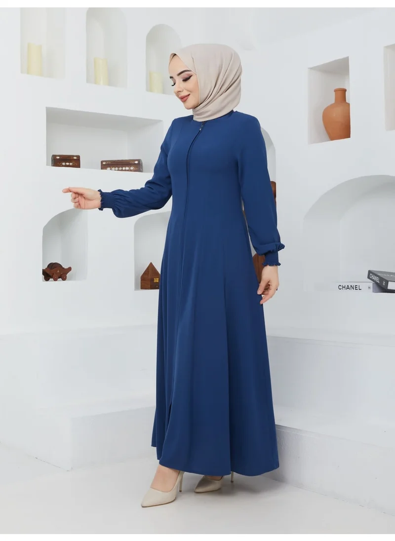 Kmk Kombin KMK Combined Summer Mevlana Model Waist-fitted Flared Fereca Topcoat with Elasticated Sleeves
