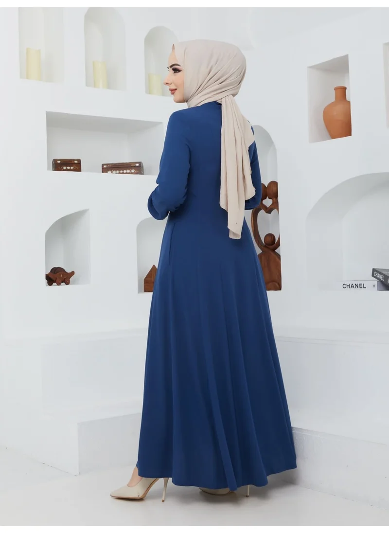 Kmk Kombin KMK Combined Summer Mevlana Model Waist-fitted Flared Fereca Topcoat with Elasticated Sleeves