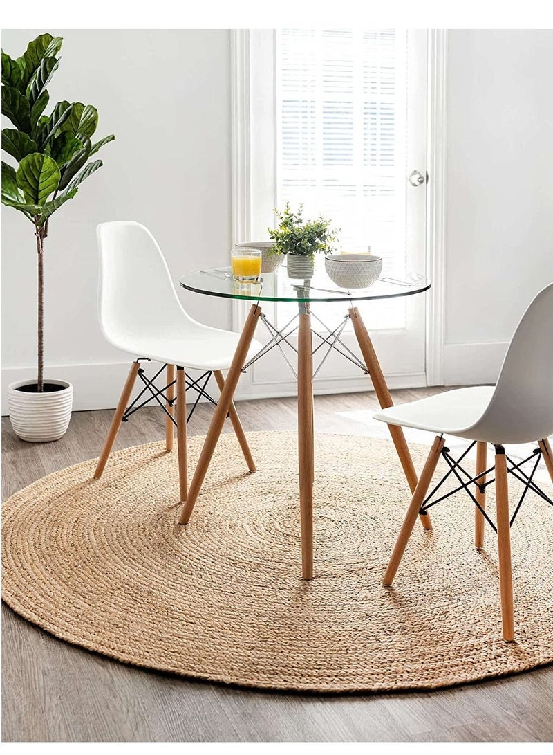 LINGWEI Jute Rug Carpet Beige 120x120cm - Image 5