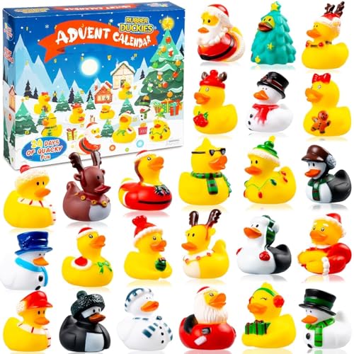OOINQQ 2025 Advent Calendar Christmas Ducks - 24pcs Rubber Duck Advent Calendar 24 Days of Christmas Countdown Toys for Xmas Party Favors Kids Toddlers - Image 1