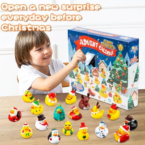 OOINQQ 2025 Advent Calendar Christmas Ducks - 24pcs Rubber Duck Advent Calendar 24 Days of Christmas Countdown Toys for Xmas Party Favors Kids Toddlers - Image 3