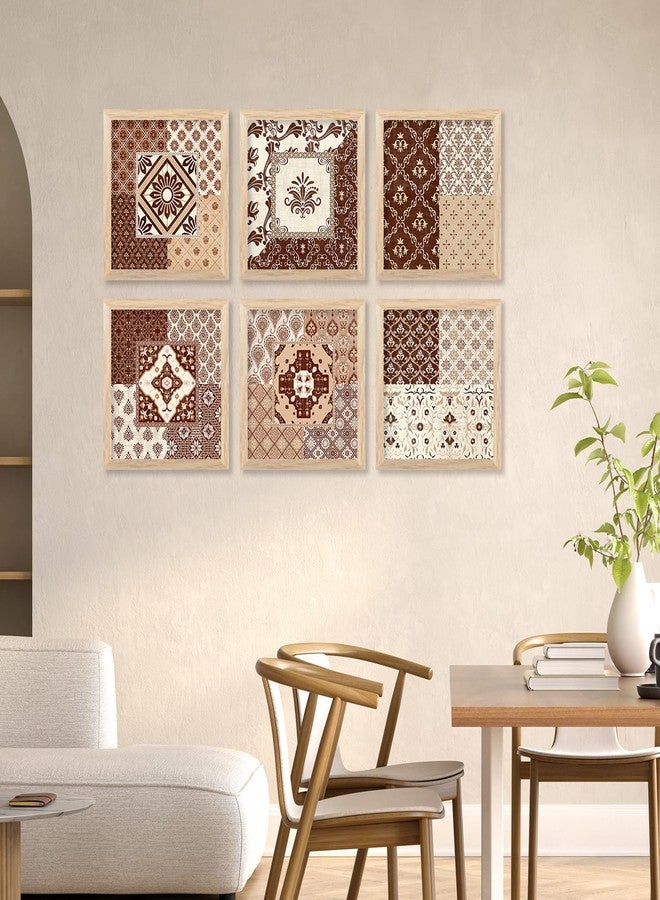 KOTART لوحات فنية رقمية فاخرة من كوتارت بتصميم مادوباني مع إطار لتزيين المنزل - مجموعة من 6 لوحات هندية تقليدية لتزيين الجدران (13 × 13 بوصة، اللوحة رقم 7) - Image 1