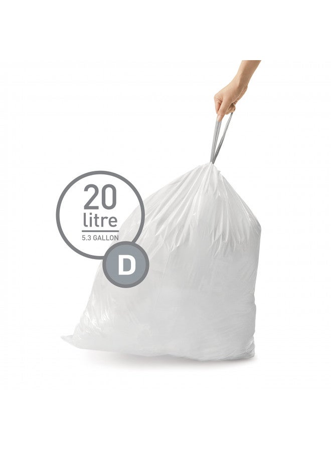 simplehuman simplehuman Code D Custom Fit Drawstring Trash Bags in Dispenser Packs, 60 Count, 20 Liter / 5.3 Gallon, White  - Image 2