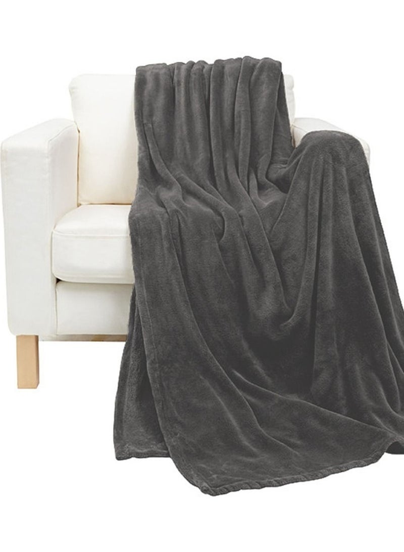 COMFY SUPER SOFT FLANNEL THROW/BLANKET GREY