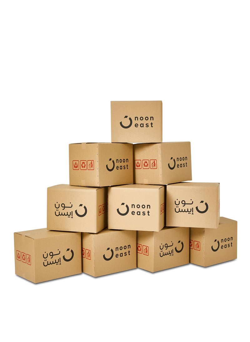 ايست من نون 10 علبة مجموعة صغيرة من الكرتون المضلع القابل لإعادة التدوير 100% بغطاء مزدوج بسعة 15 كجم، 41 x 33 x 33 سم كرتون بني للتغليف والشحن والتخزين، 5 طبقات  - Image 4