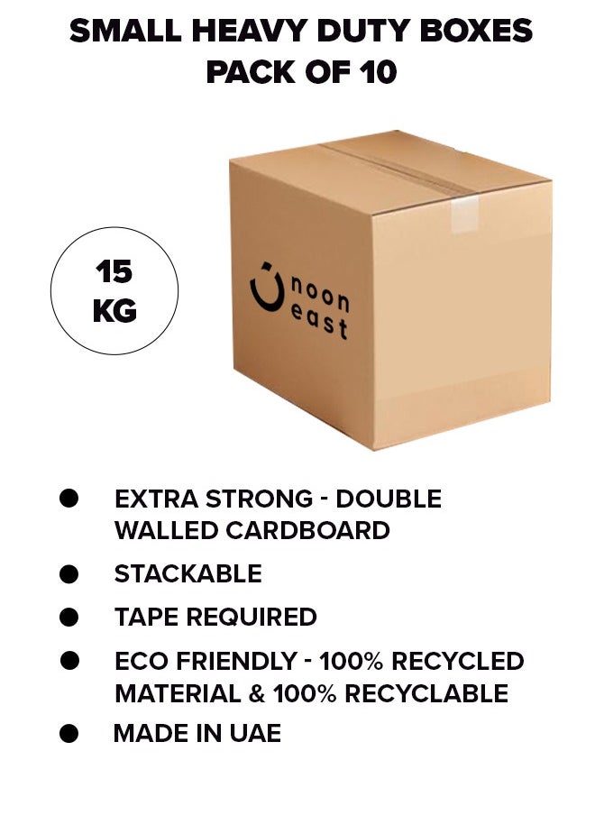 Noon East - 10-Pack Small Double Wall 100% Recyclable Corrugated Cardboard Moving Boxes with 15 KG capacity, 41 x 33 x 33 cm Brown Carton for Packaging, Shipping and Storage, 5 ply - Image 1