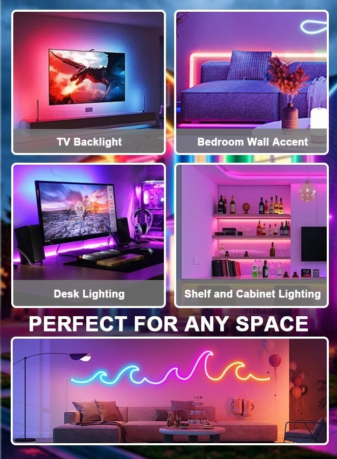 BASILKIT 2M RGB LED neon Strip Light, 360° Flexible Soft Glow, APP & IR Remote Control, Music Sync, DIY Bendable Lights for Bedroom, TV Backlight, Gaming Room, Ramadan & Party Decor - Image 5