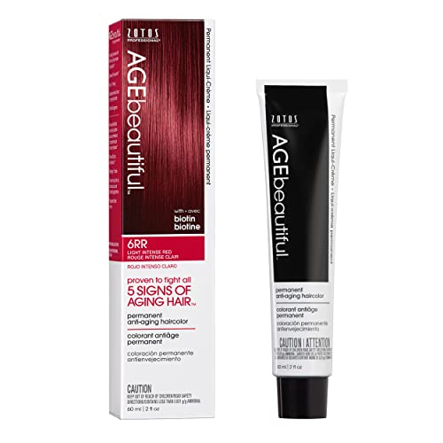 AGE beautiful Permanent Hair Color Dye Liqui Creme  100 Gray Coverage  AntiAging Haircolor  Biotin for Thicker Fuller Hair  Professional Salon Coloring  6RR Light Intense Red