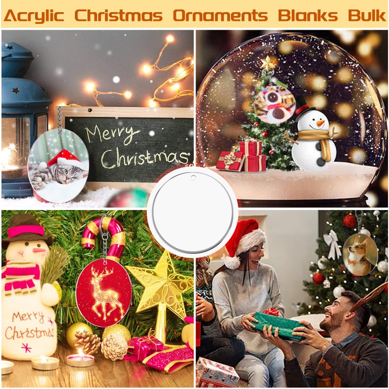 Senbota 4 Inch Round Acrylic Blanks Ornament 20 Pcs Clear Acrylic Disc Circle with Holes Clear Christmas Ornaments Blanks for DIY Decor Crafting Making and Painting - Image 3