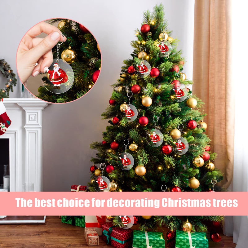 Senbota 4 Inch Round Acrylic Blanks Ornament 20 Pcs Clear Acrylic Disc Circle with Holes Clear Christmas Ornaments Blanks for DIY Decor Crafting Making and Painting - Image 4