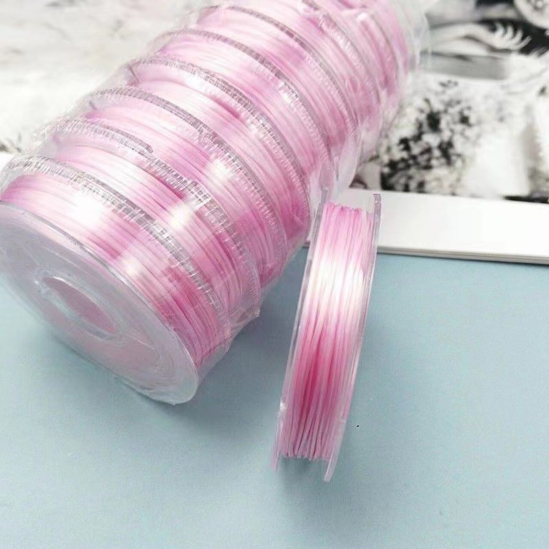 Bracelet elastic thread diy jewelry beaded transparent crystal thread bracelet bracelet rubber band Wenwan beads Buddha beads Pink