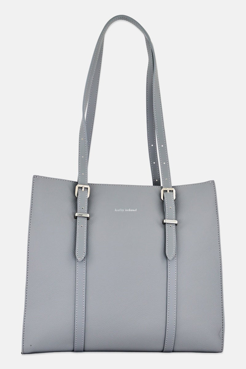 Kathy Ireland Women Brand Logo Handbag, Grey - Image 4