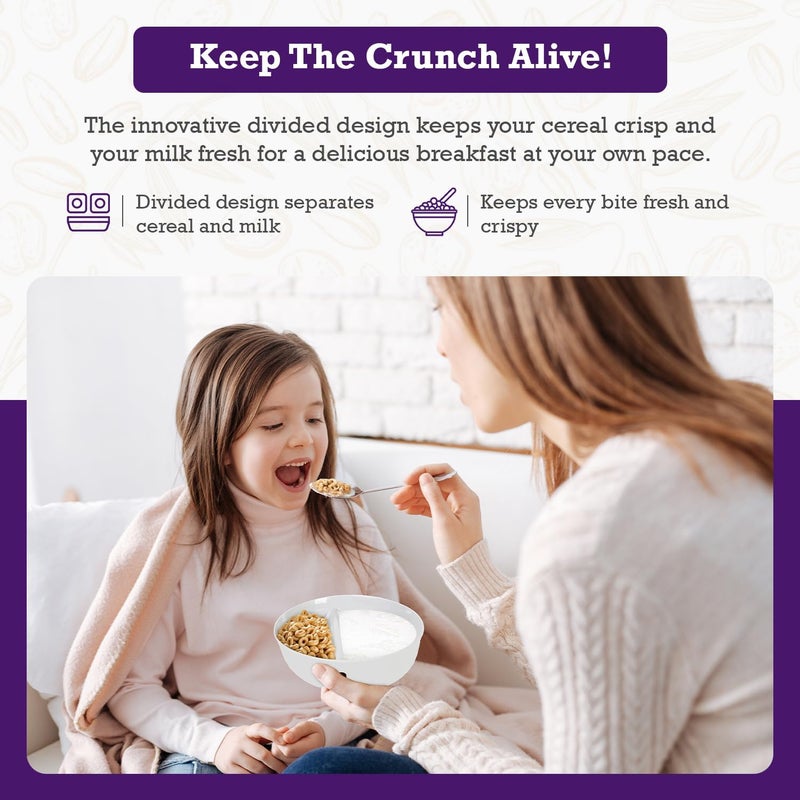 Just Solutions 3 Pack  Just Crunch AntiSoggy Cereal Bowl  Keeps Cereal Fresh  Crunchy  BPA Free  Microwave Safe  Ice Cream  Topping Yogurt  Berries Fries  Ketchup and More  White Large - Image 3