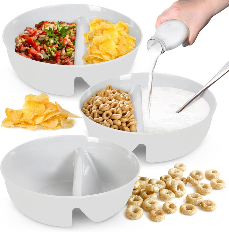 Just Solutions 3 Pack  Just Crunch AntiSoggy Cereal Bowl  Keeps Cereal Fresh  Crunchy  BPA Free  Microwave Safe  Ice Cream  Topping Yogurt  Berries Fries  Ketchup and More  White Large - Image 1