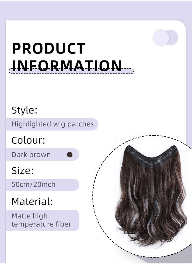 roaiss Women's V-Shaped Long Hair Extension One Piece Hair Extensions Hair Volume Increase Fluffy Big Wave Curly Hair Wig Heat Resistant Synthetic Hairpiece with 5 Clips for Women Daily Use  - Image 3
