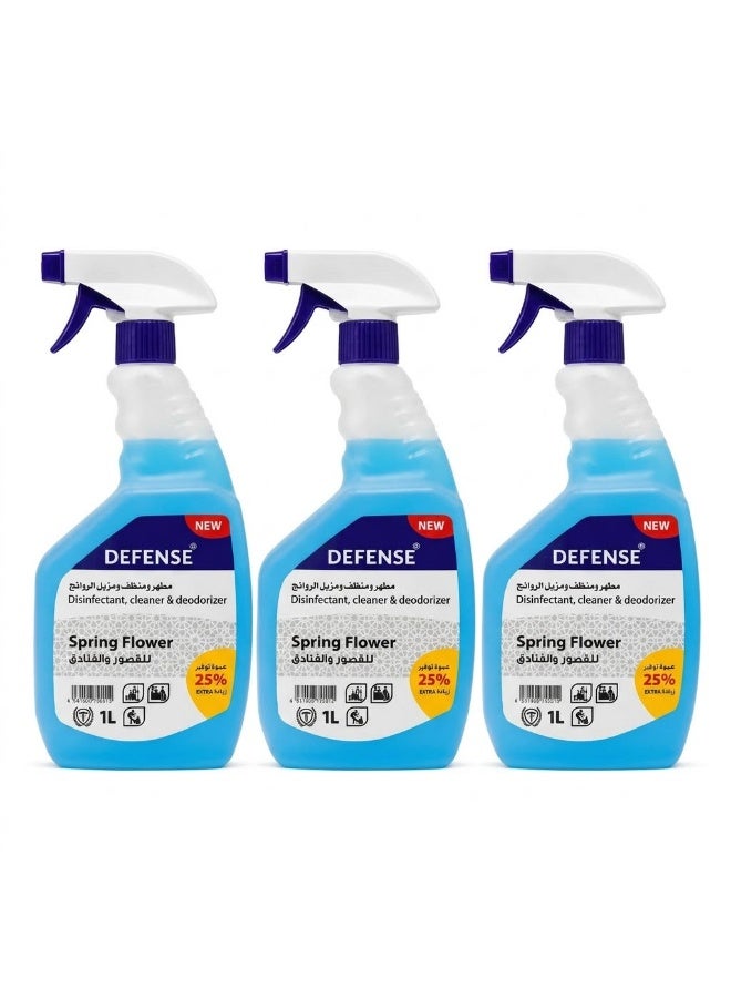 Disinfectant, Cleaner, and Deodorizer Spray – 3 Bottles (1 Liter each)